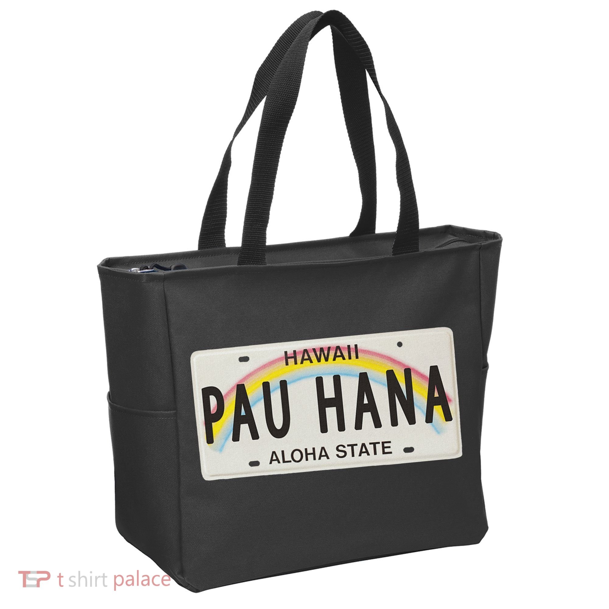 Pau Hana Hawaii License Plate Tote Bag