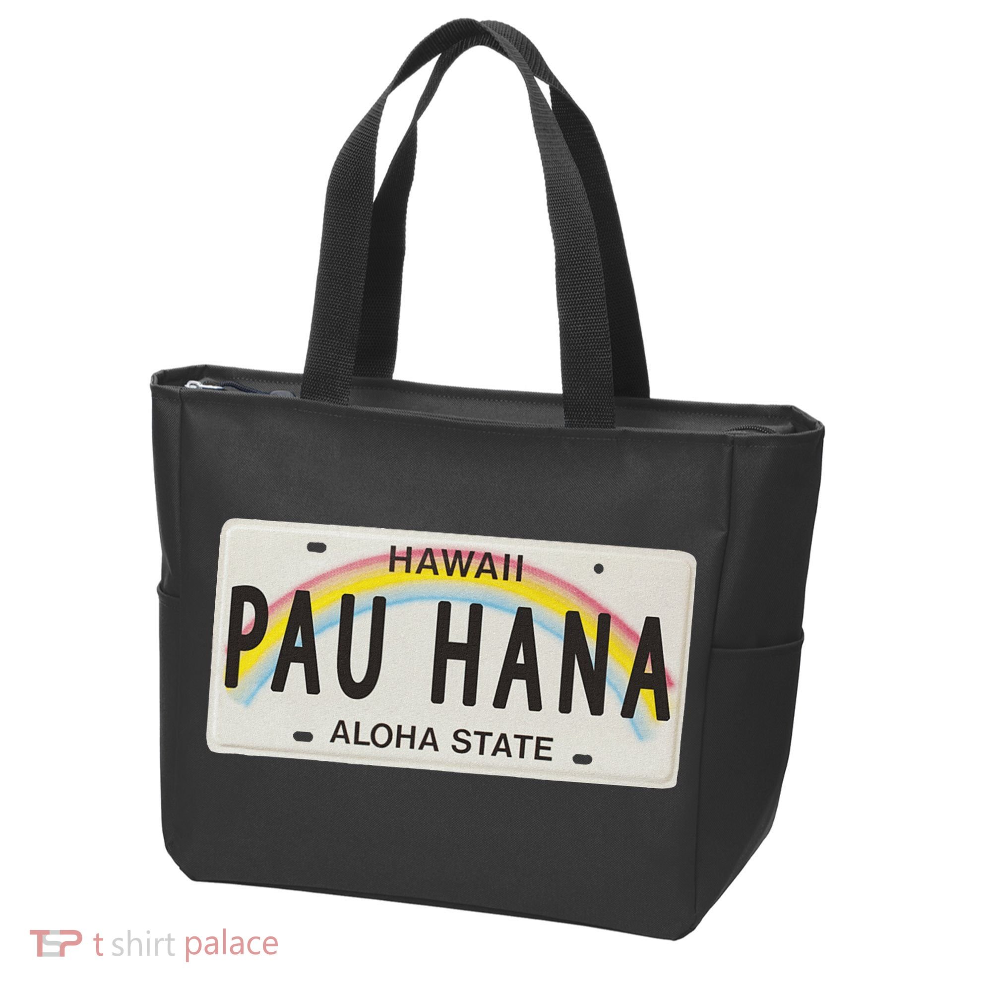 Pau Hana Hawaii License Plate Tote Bag