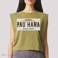 Pau Hana Hawaii License Plate Garment-Dyed Women's Muscle Tee thumb 2