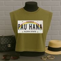 Pau Hana Hawaii License Plate Garment-Dyed Women's Muscle Tee thumb 3