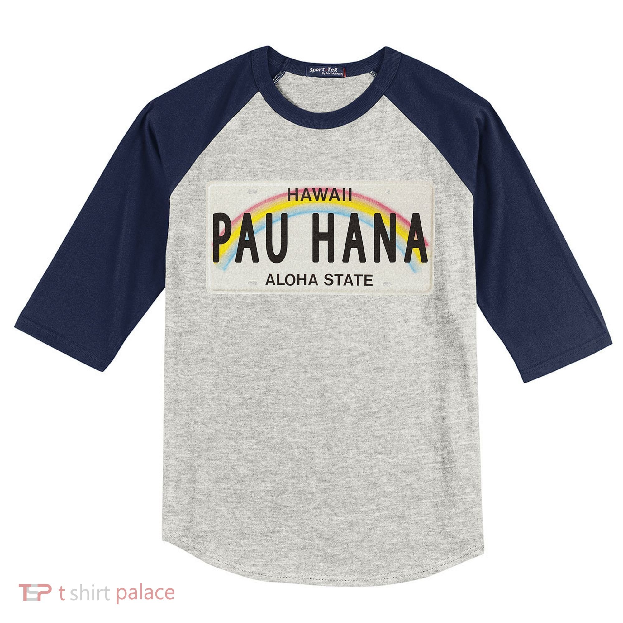 Pau Hana Hawaii License Plate Kids Colorblock Raglan Jersey