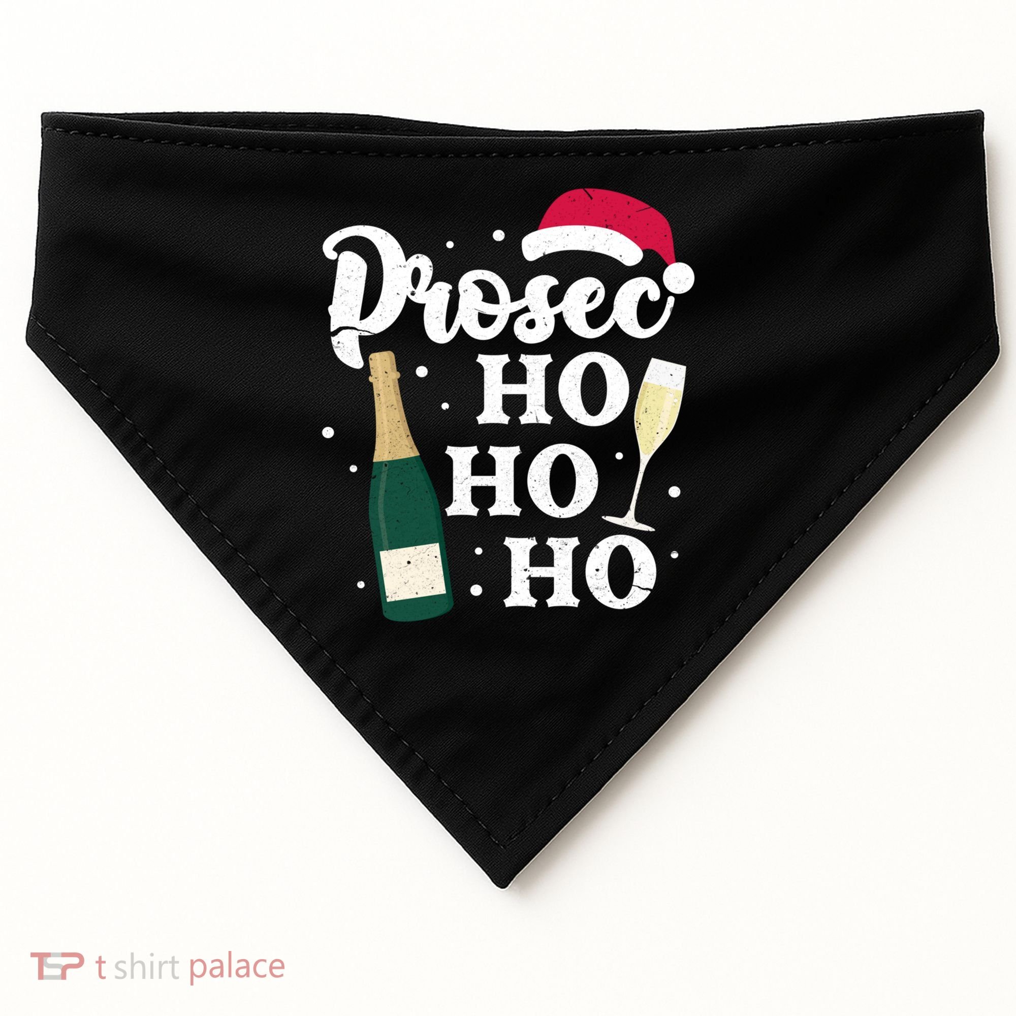 Prosec Ho Ho Ho Funny Presecco Christmas Vacation Meaningful Gift USA-Made Doggie Bandana