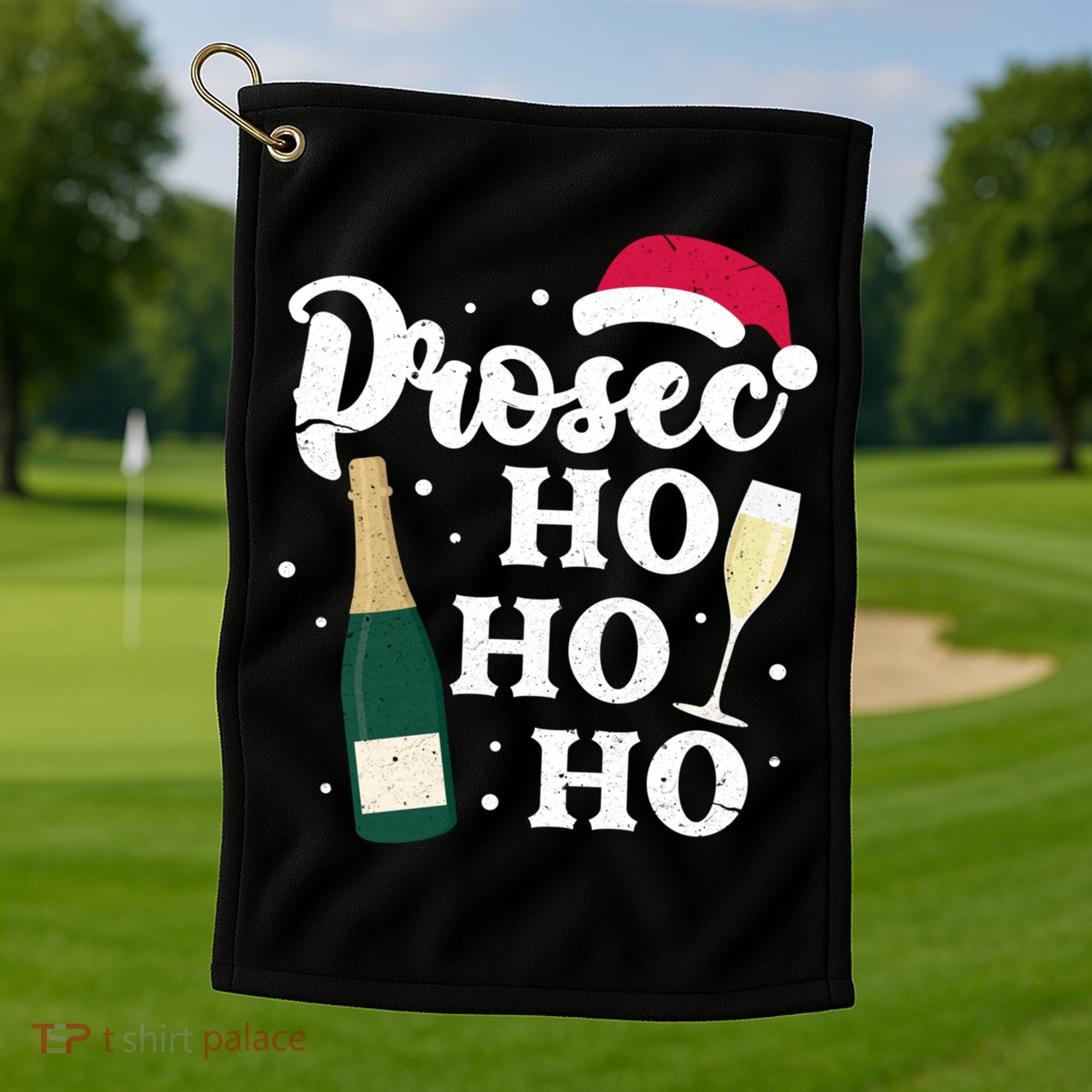 Prosec Ho Ho Ho Funny Presecco Christmas Vacation Meaningful Gift Golf Towel