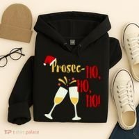 Prosec Ho Ho Ho Funny Wine Lover Christmas Celebration Hoodie thumb 4
