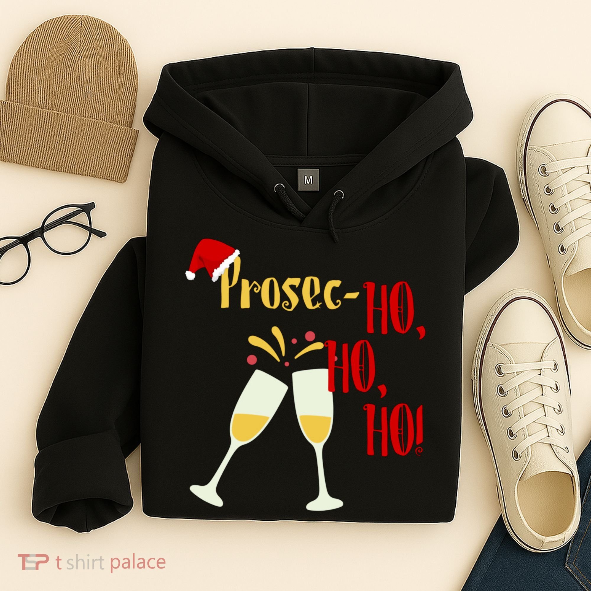Prosec Ho Ho Ho Funny Wine Lover Christmas Celebration Hoodie