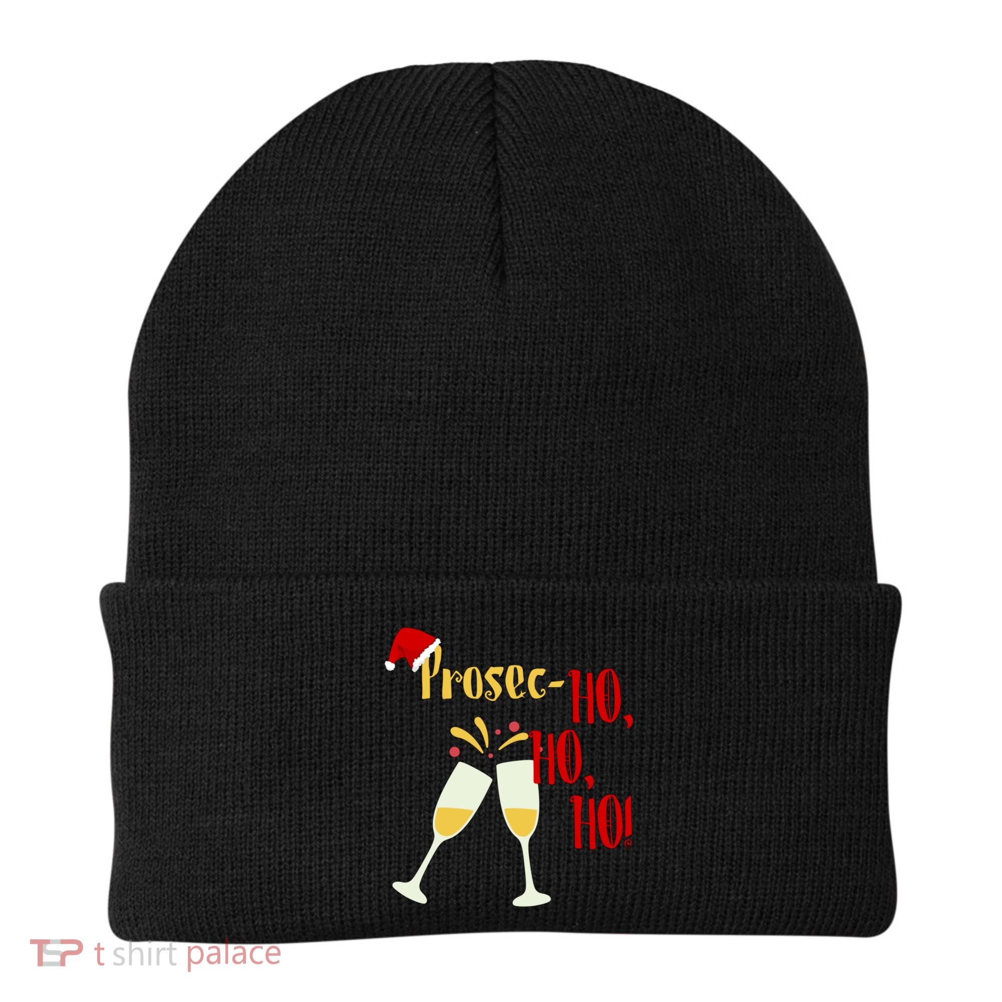 Prosec Ho Ho Ho Funny Wine Lover Christmas Celebration Beanie