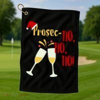 Prosec Ho Ho Ho Funny Wine Lover Christmas Celebration Golf Towel thumb 1