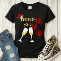 Prosec Ho Ho Ho Funny Wine Lover Christmas Celebration Women's T-Shirt thumb 3
