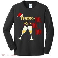Prosec Ho Ho Ho Funny Wine Lover Christmas Celebration Kids Long Sleeve Shirt thumb 0