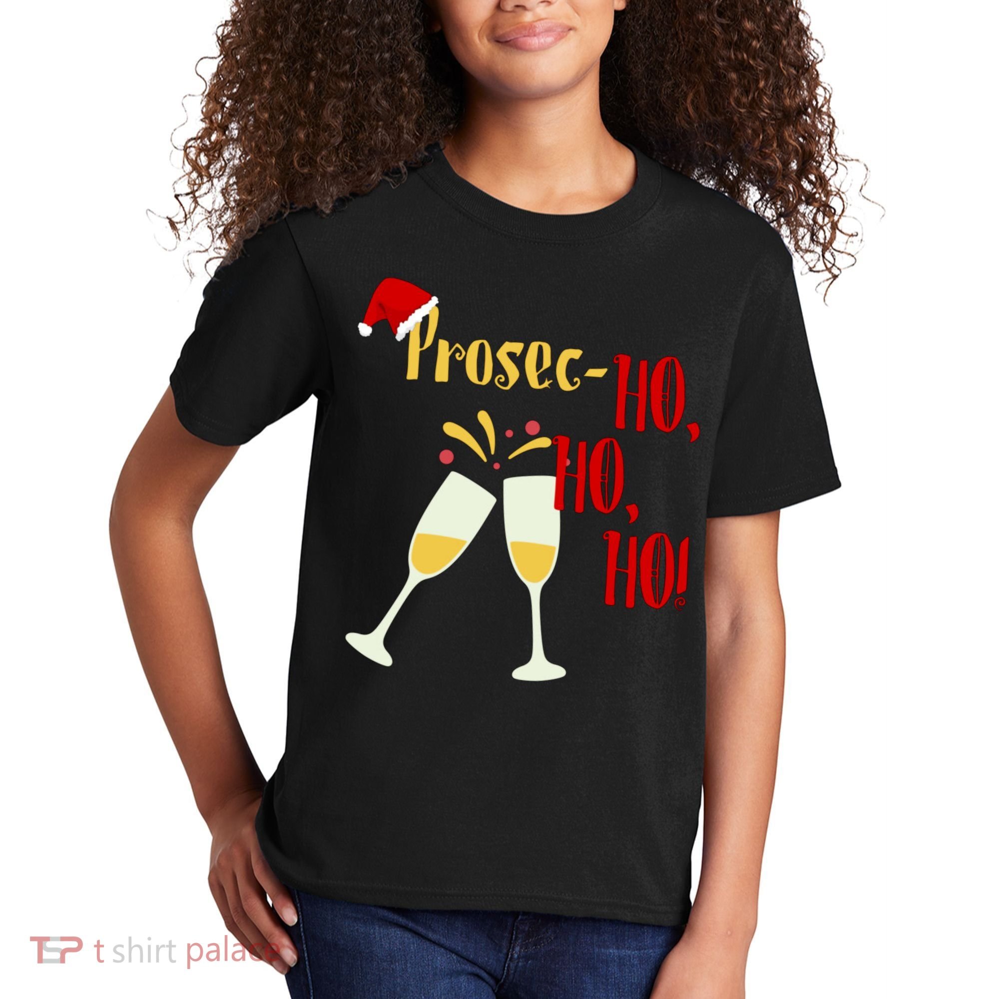 Prosec Ho Ho Ho Funny Wine Lover Christmas Celebration Kids T-Shirt