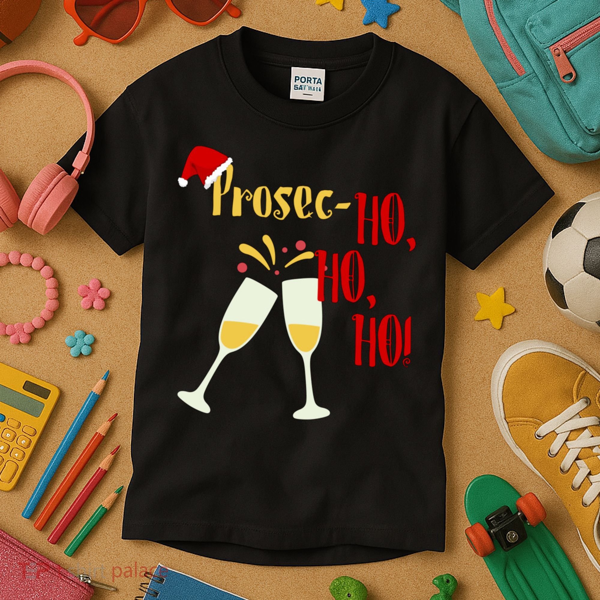 Prosec Ho Ho Ho Funny Wine Lover Christmas Celebration Kids T-Shirt