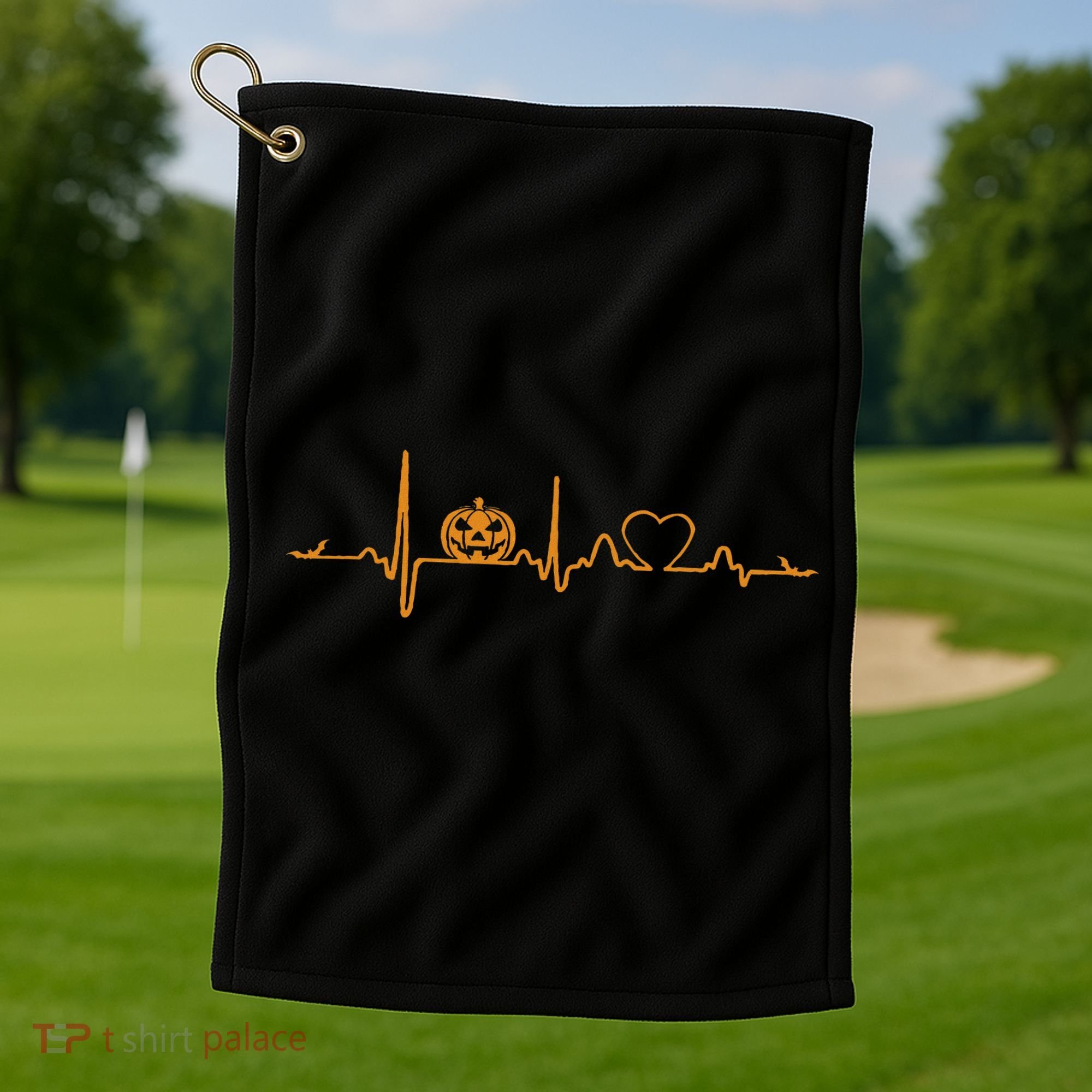 Pumpkin Heartbeat Halloween Golf Towel