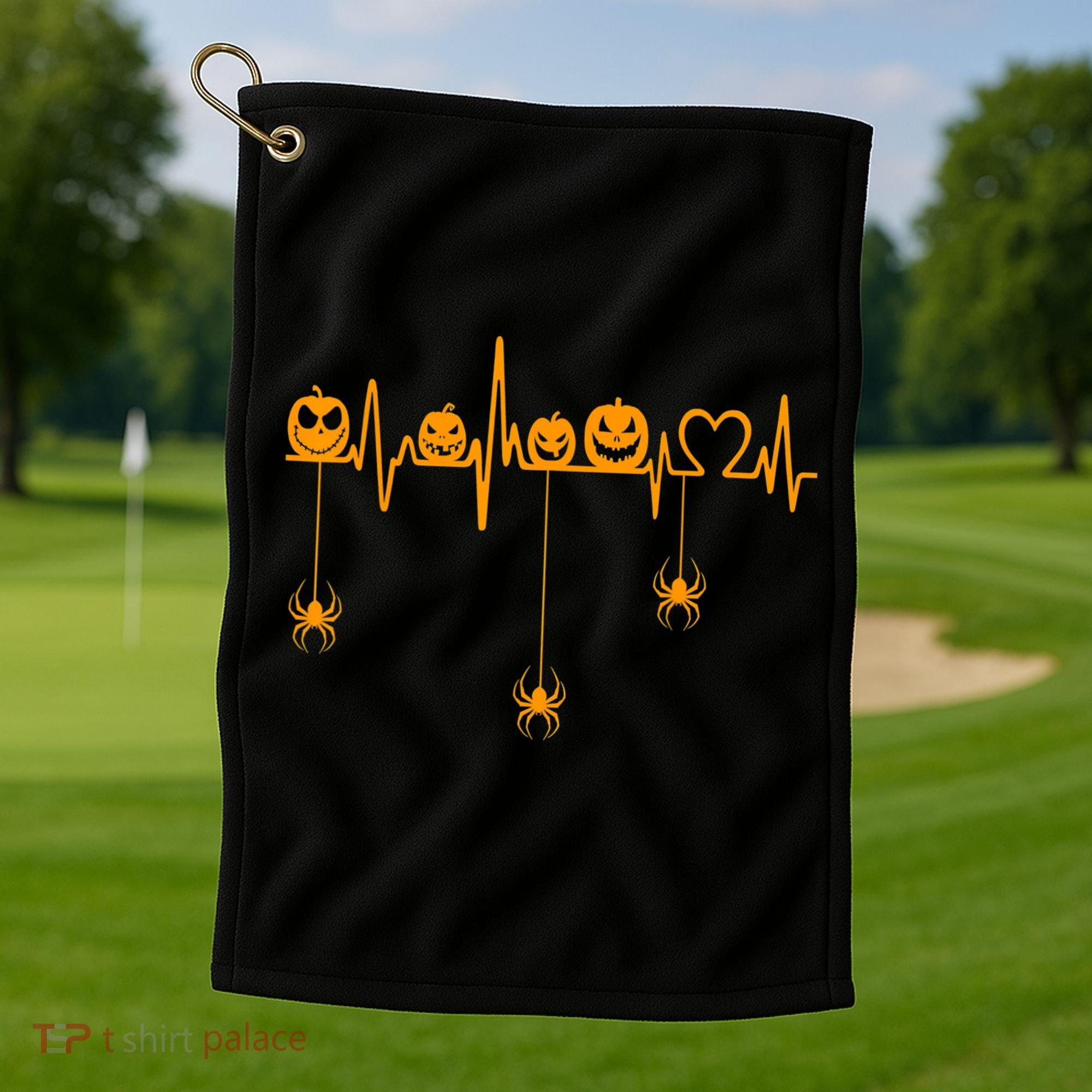 Pumpkin Heartbeat Halloween Lovers Nurse Pumpkin Heartbeat Golf Towel