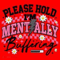 Please Hold I'm Mentally Buffering Funny Mental Health Santa Hat thumb 1