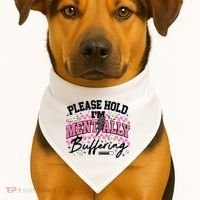 Please Hold I'm Mentally Buffering Funny Mental Health USA-Made Doggie Bandana thumb 1