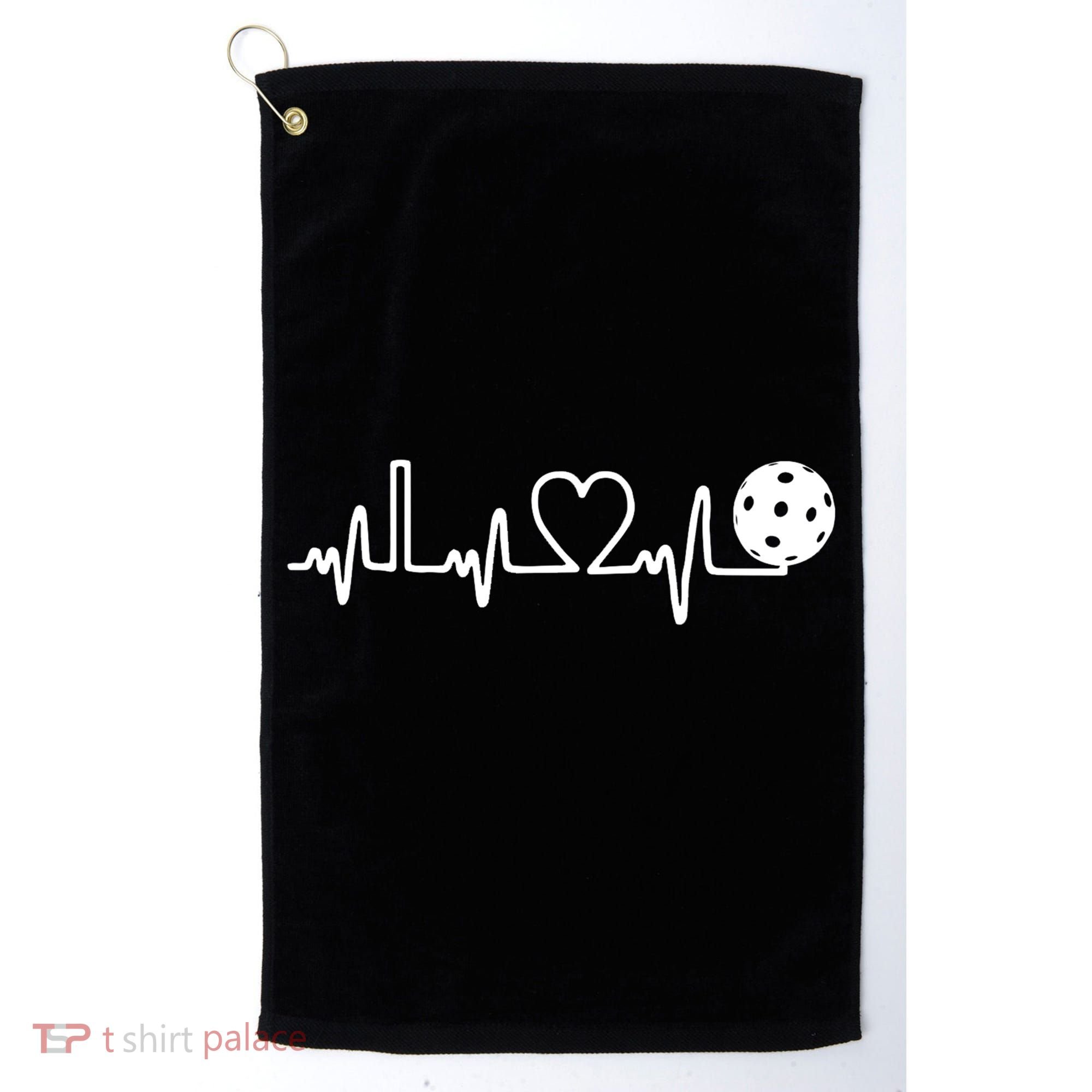 Pickleball Heartbeat! I Love Pickleball TShirt Golf Towel