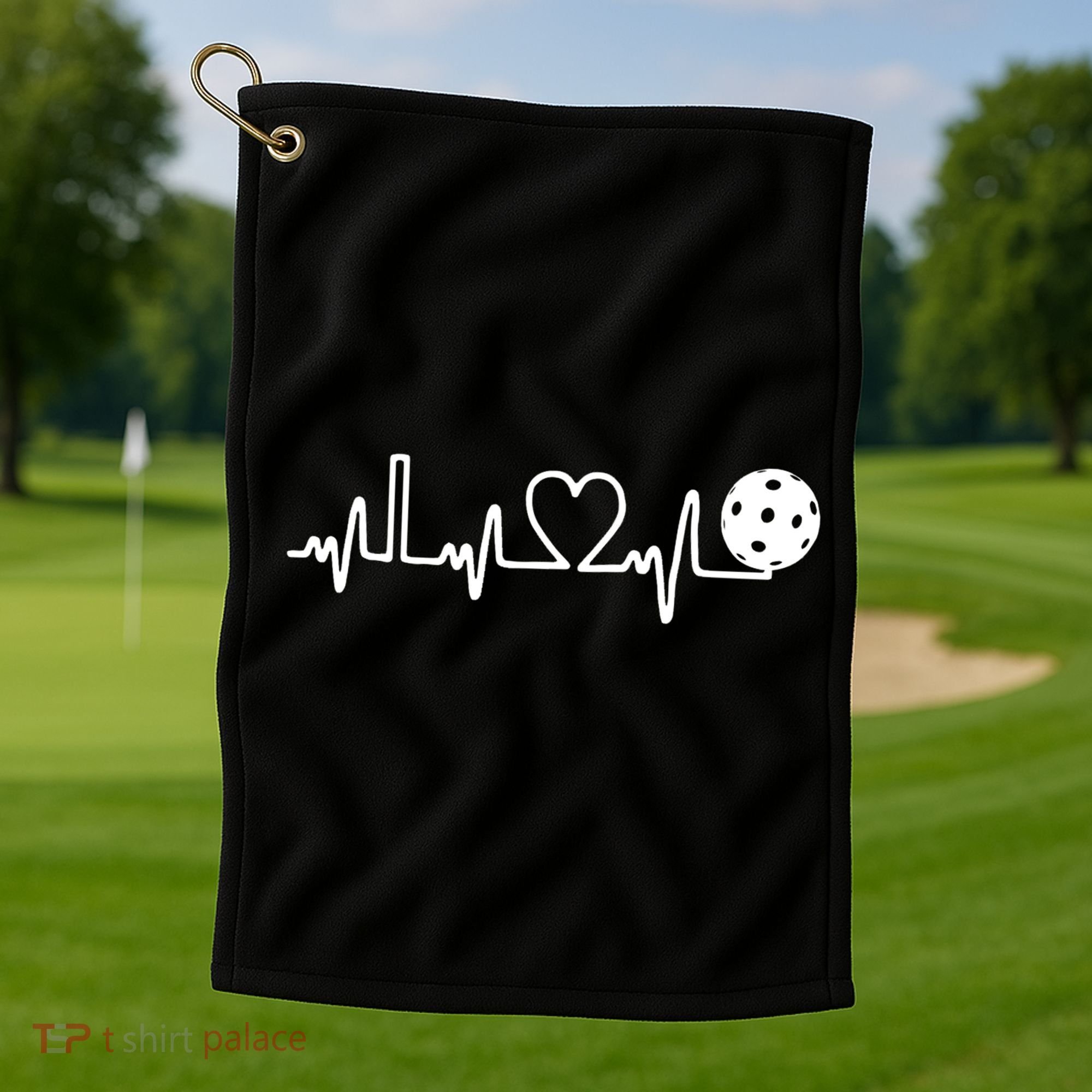 Pickleball Heartbeat! I Love Pickleball TShirt Golf Towel