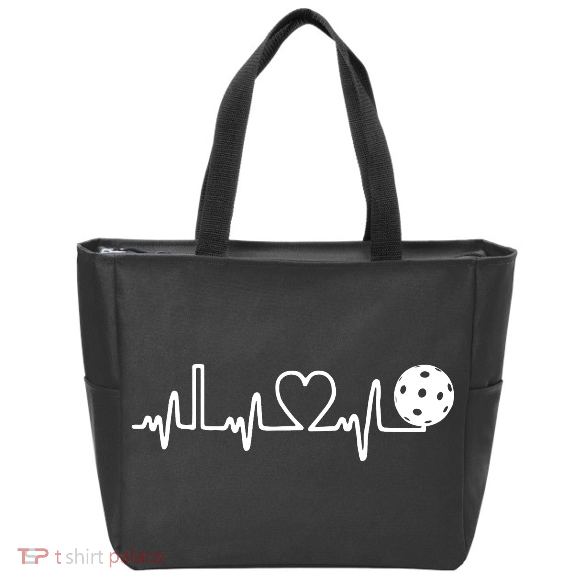 Pickleball Heartbeat! I Love Pickleball TShirt Tote Bag