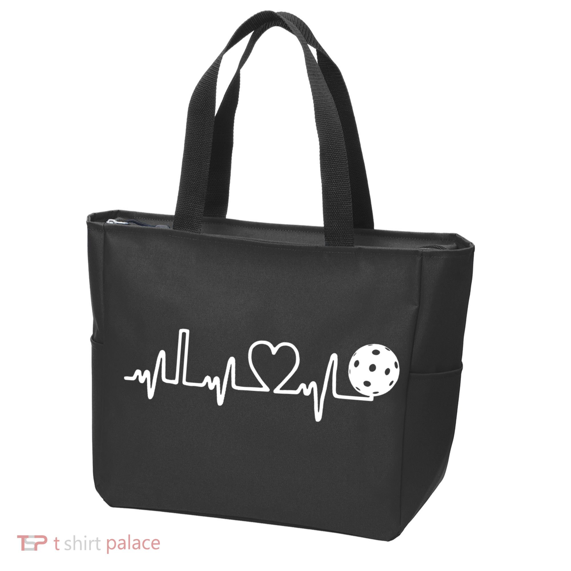 Pickleball Heartbeat! I Love Pickleball TShirt Tote Bag