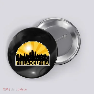 Philadelphia Skyline Burst Button