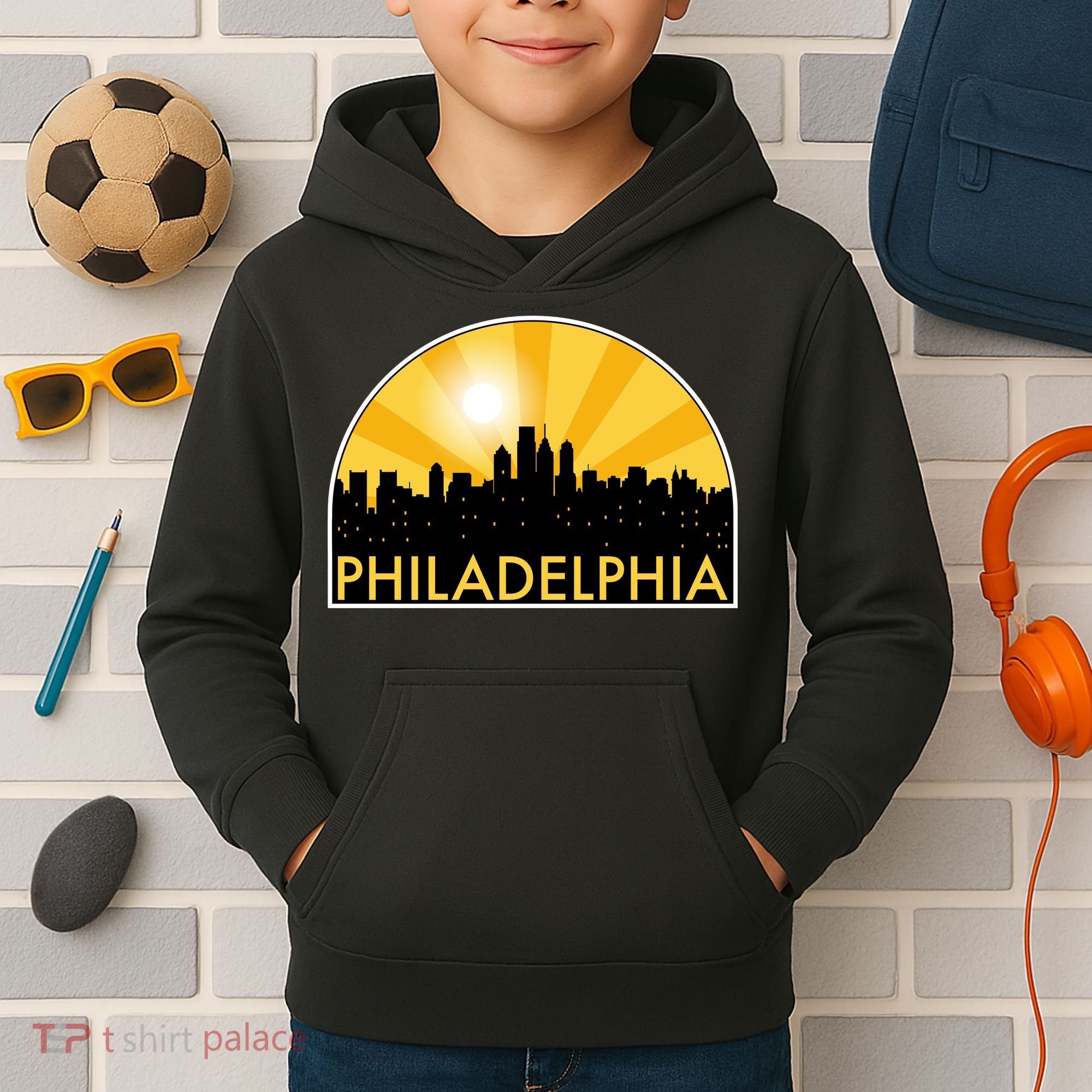 Philadelphia Skyline Burst Kids Hoodie