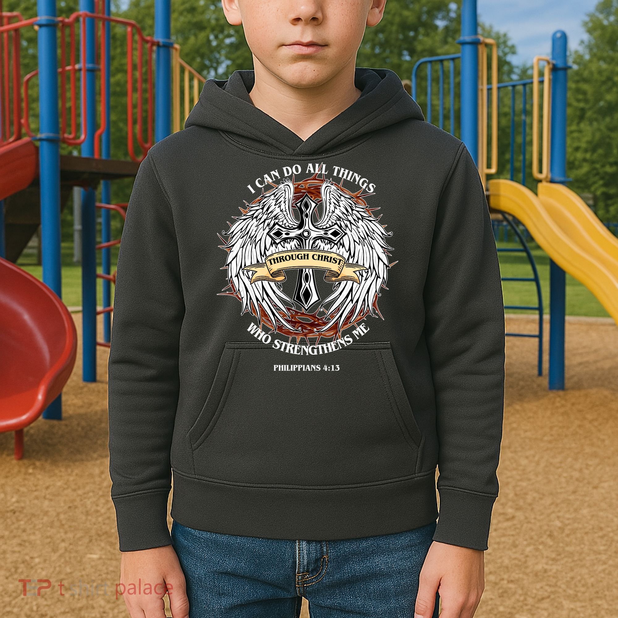 Philippians 4 13 I Can Do All Things Strengthens Me Kids Hoodie
