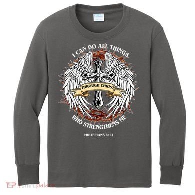Philippians 4 13 I Can Do All Things Strengthens Me Kids Long Sleeve Shirt