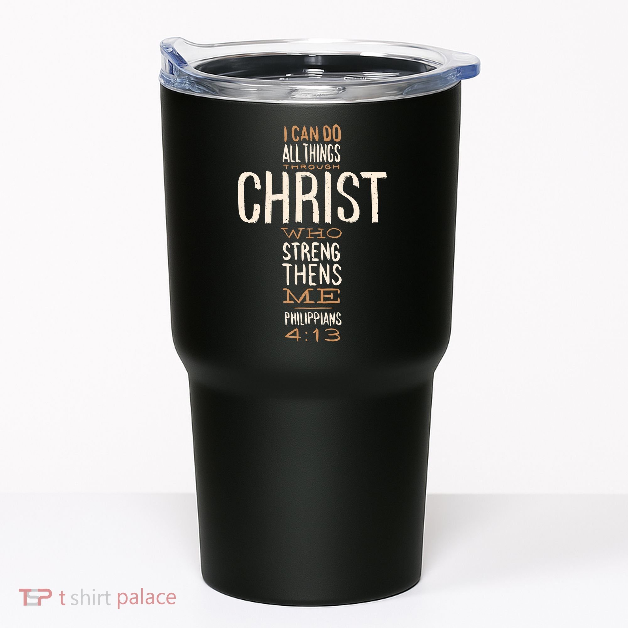 Philippians Bible Quote Cross Tumbler