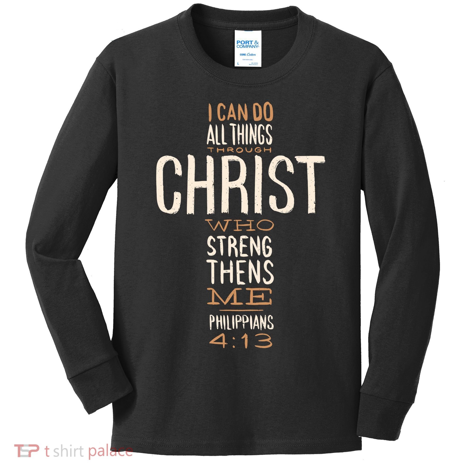 Philippians Bible Quote Cross Kids Long Sleeve Shirt