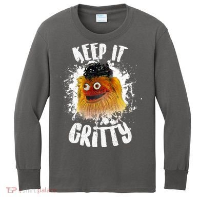 Philly Keep it Gritty Hockey Mascot Kids Long Sleeve Shirt