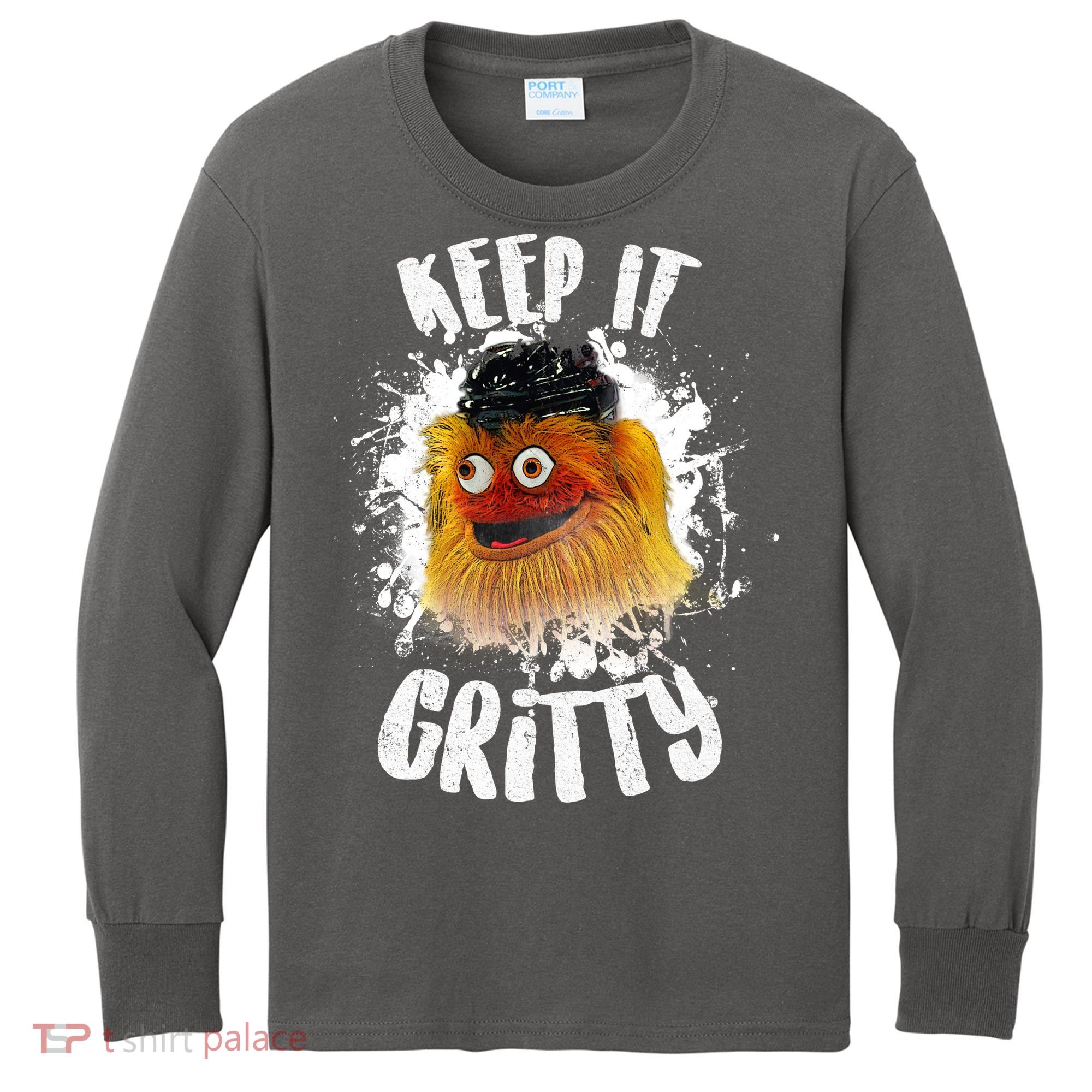 Philly Keep it Gritty Hockey Mascot Kids Long Sleeve Shirt
