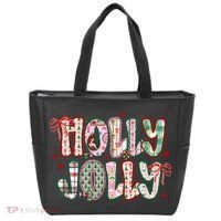 Preppy Holly Jolly Christmas Festive Tote Bag thumb 0