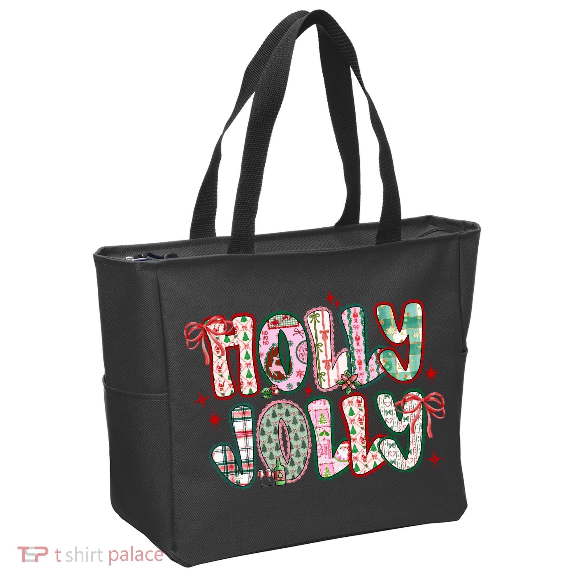 Preppy Holly Jolly Christmas Festive Tote Bag