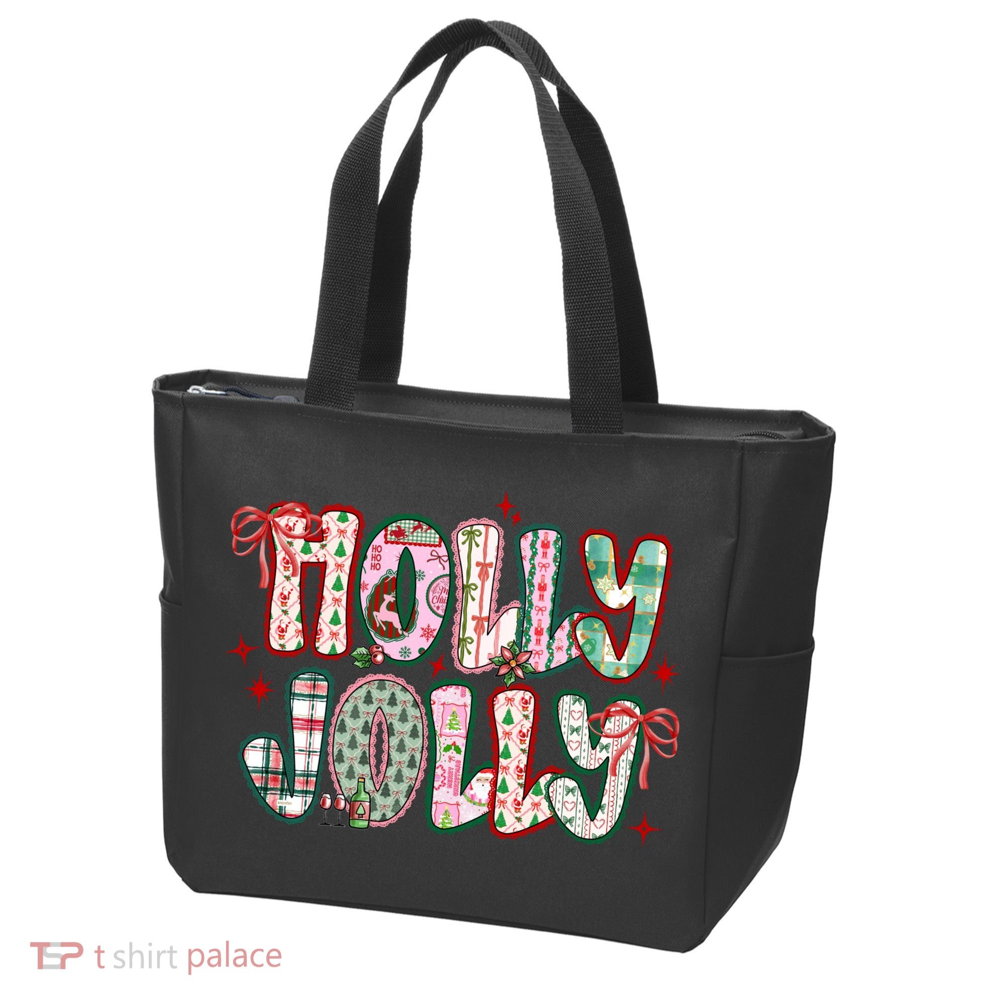 Preppy Holly Jolly Christmas Festive Tote Bag