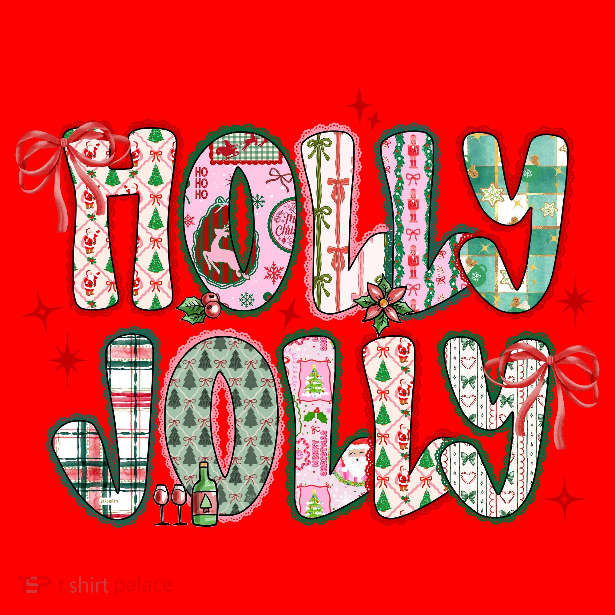 Preppy Holly Jolly Christmas Festive Santa Hat