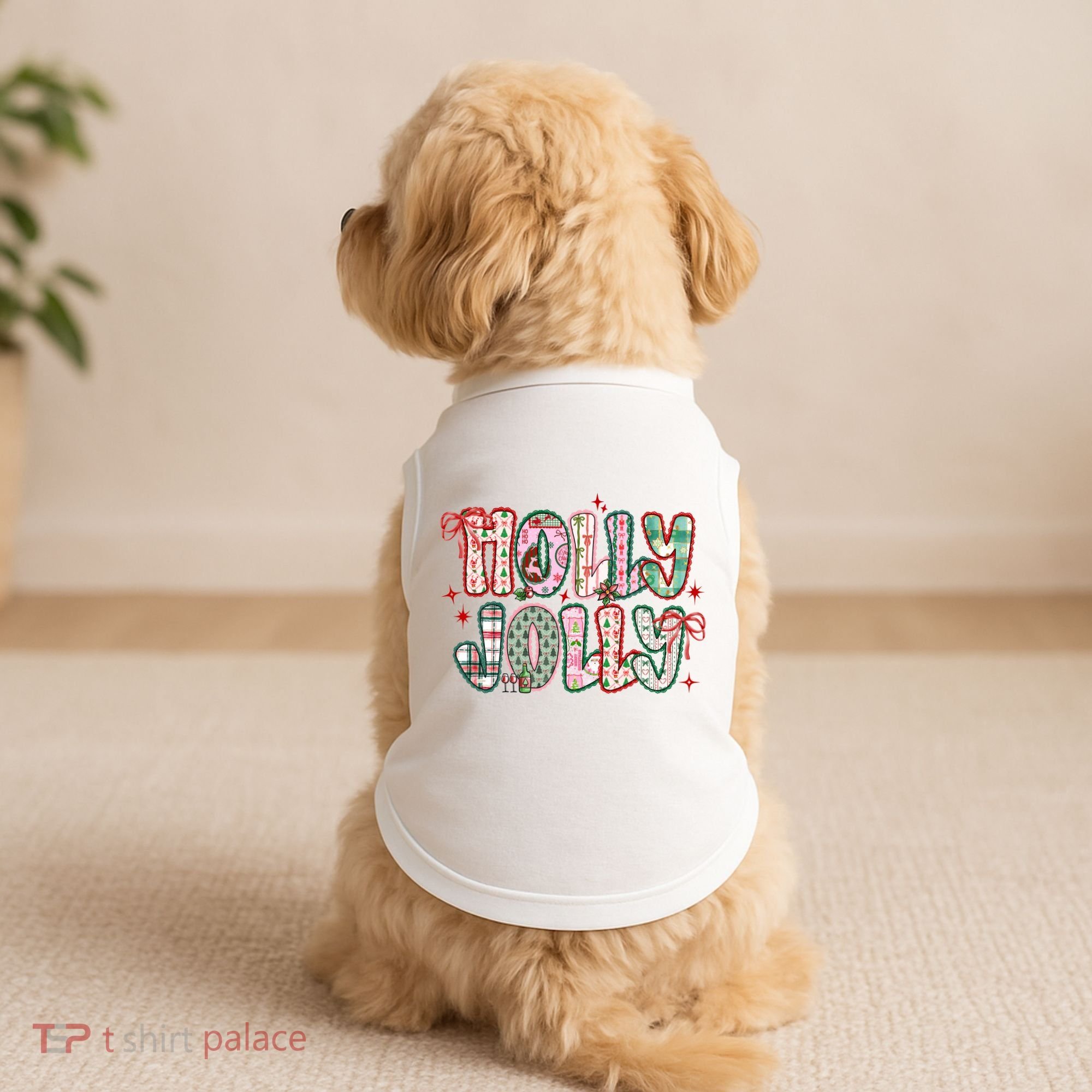 Preppy Holly Jolly Christmas Festive Doggie Tank