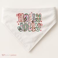 Preppy Holly Jolly Christmas Festive USA-Made Doggie Bandana thumb 0