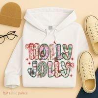 Preppy Holly Jolly Christmas Festive Hoodie thumb 4