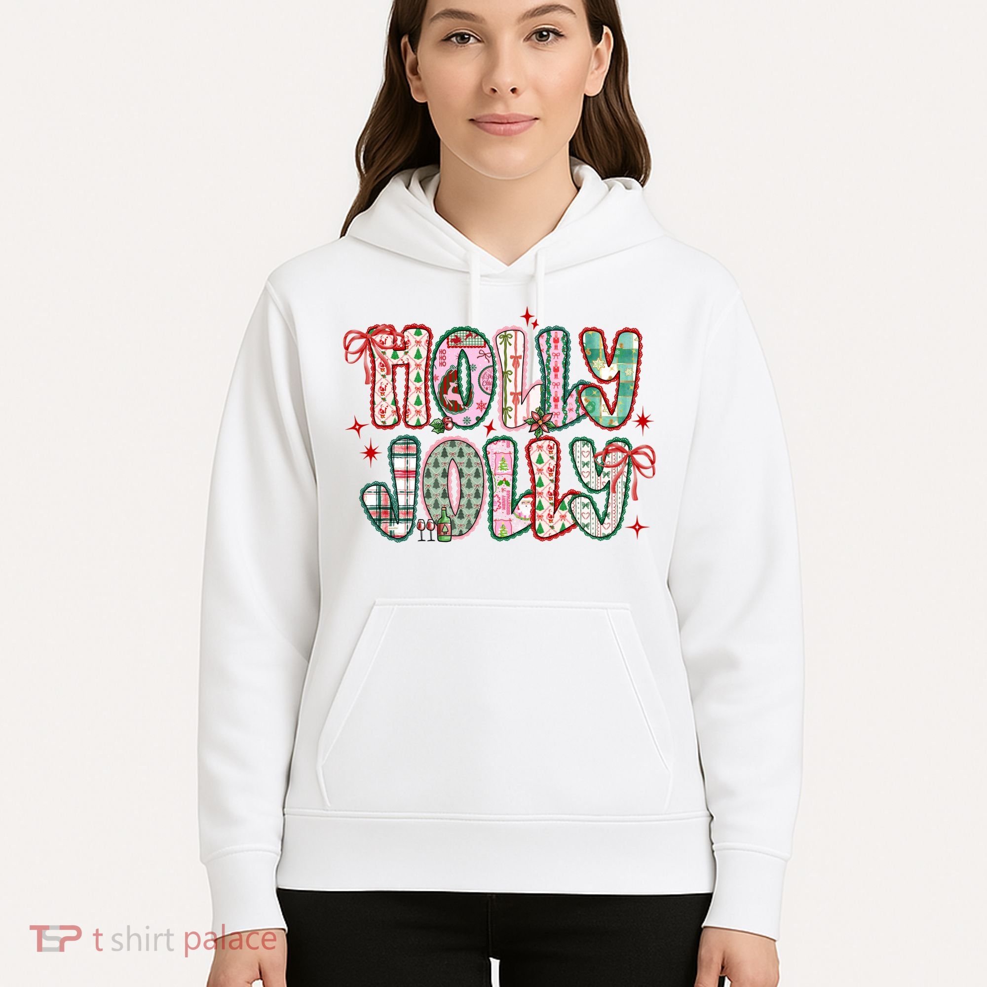 Preppy Holly Jolly Christmas Festive Hoodie