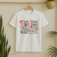 Preppy Holly Jolly Christmas Festive T-Shirt thumb 2