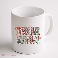 Preppy Holly Jolly Christmas Festive Coffee Mug thumb 1