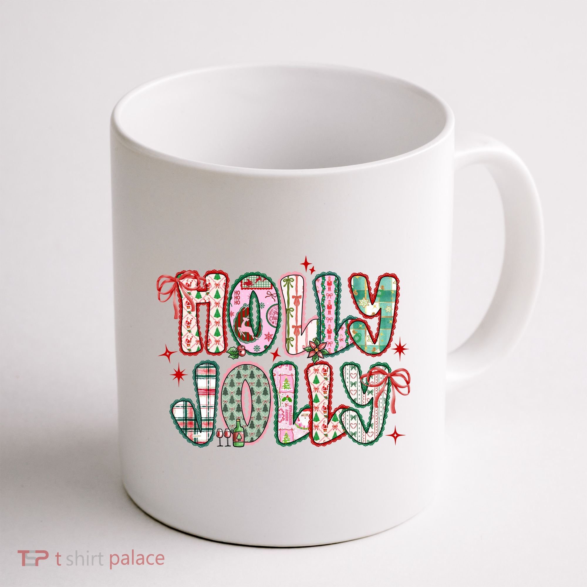 Preppy Holly Jolly Christmas Festive Coffee Mug