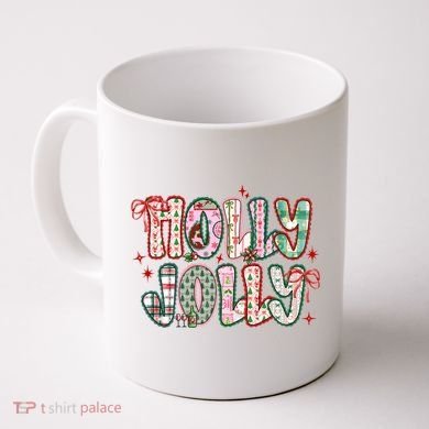 Preppy Holly Jolly Christmas Festive Coffee Mug