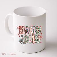 Preppy Holly Jolly Christmas Festive Coffee Mug thumb 0