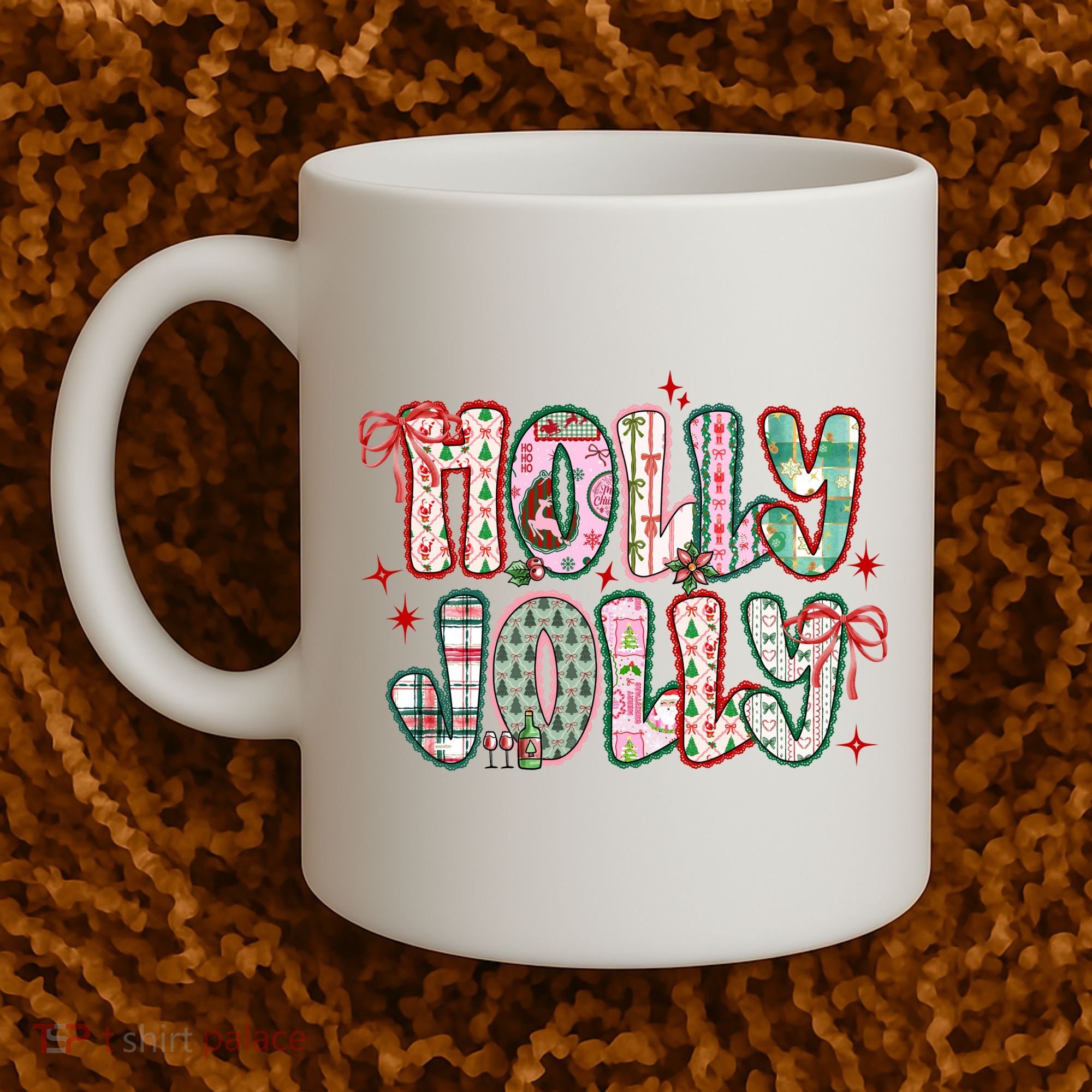 Preppy Holly Jolly Christmas Festive Coffee Mug