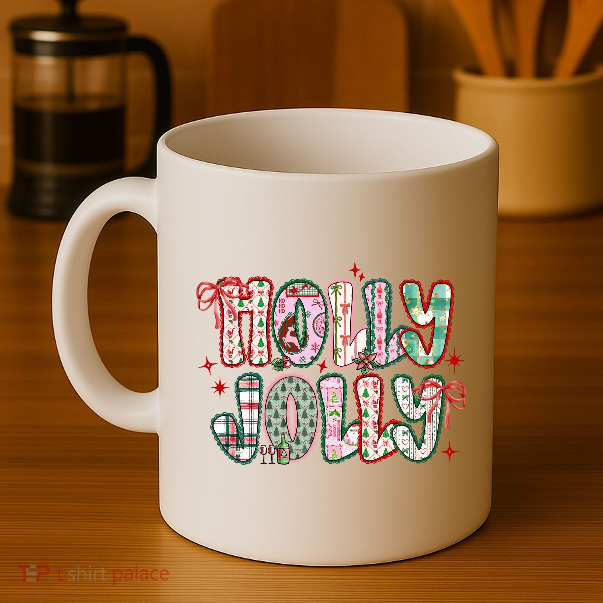 Preppy Holly Jolly Christmas Festive Coffee Mug