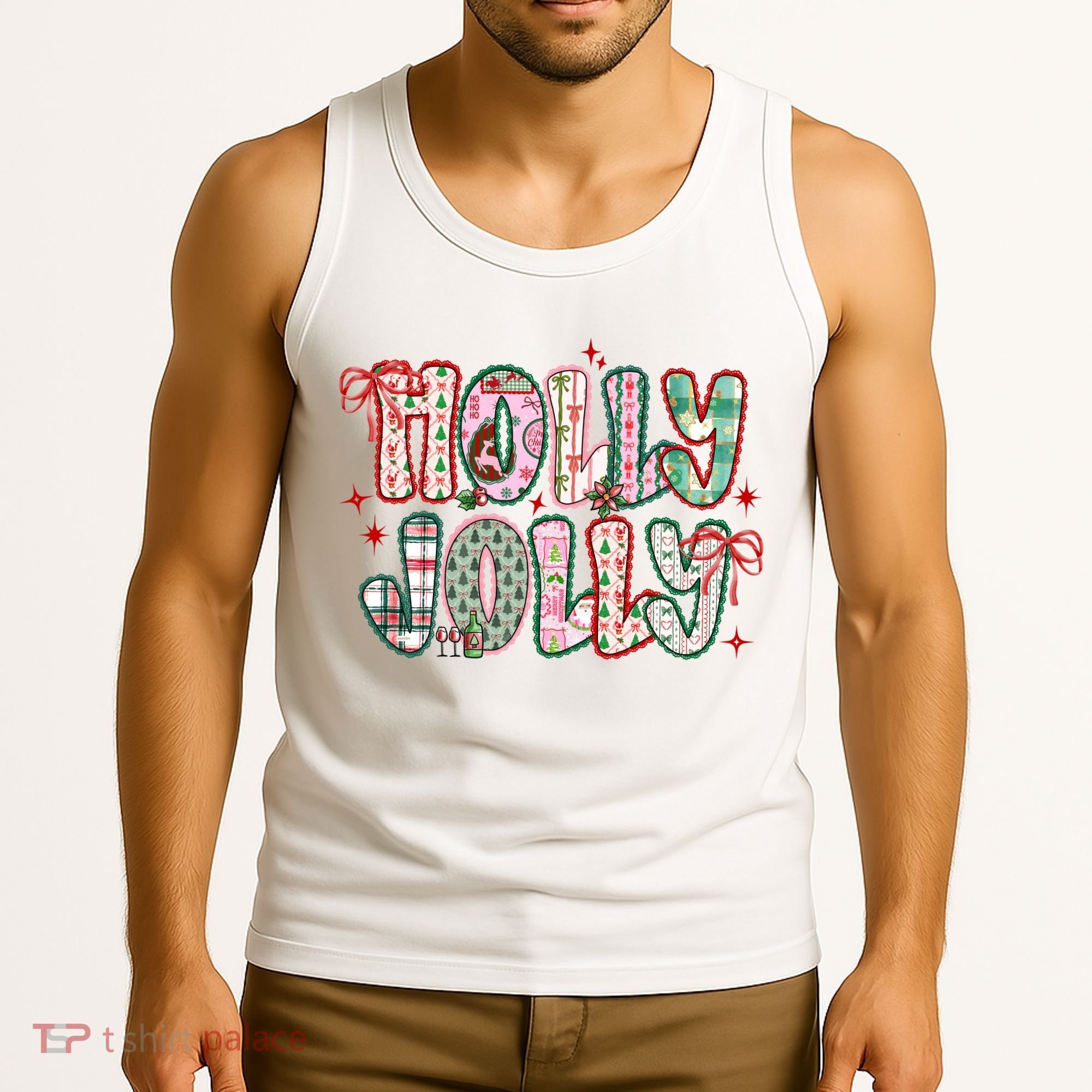 Preppy Holly Jolly Christmas Festive Tank Top