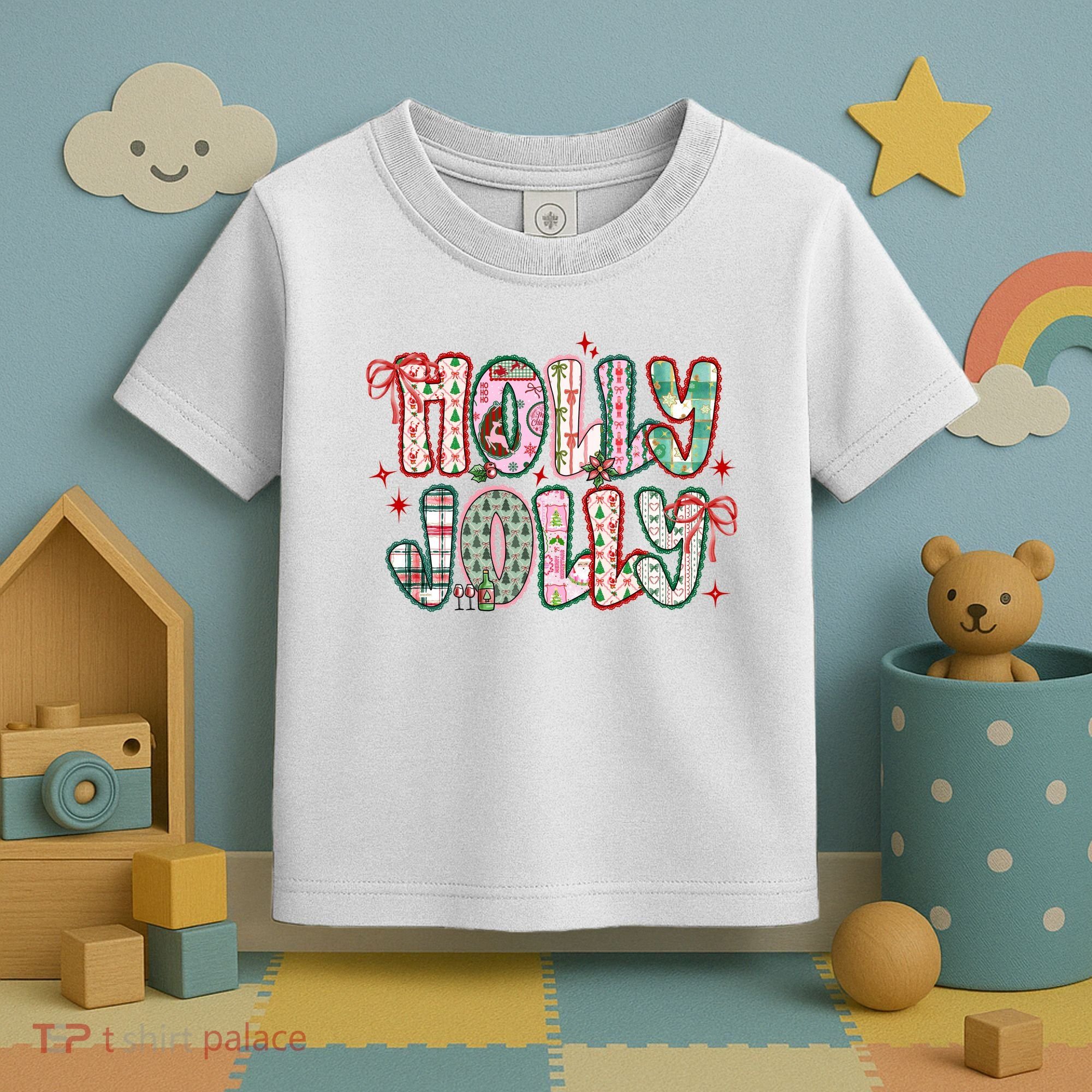 Preppy Holly Jolly Christmas Festive Toddler T-Shirt