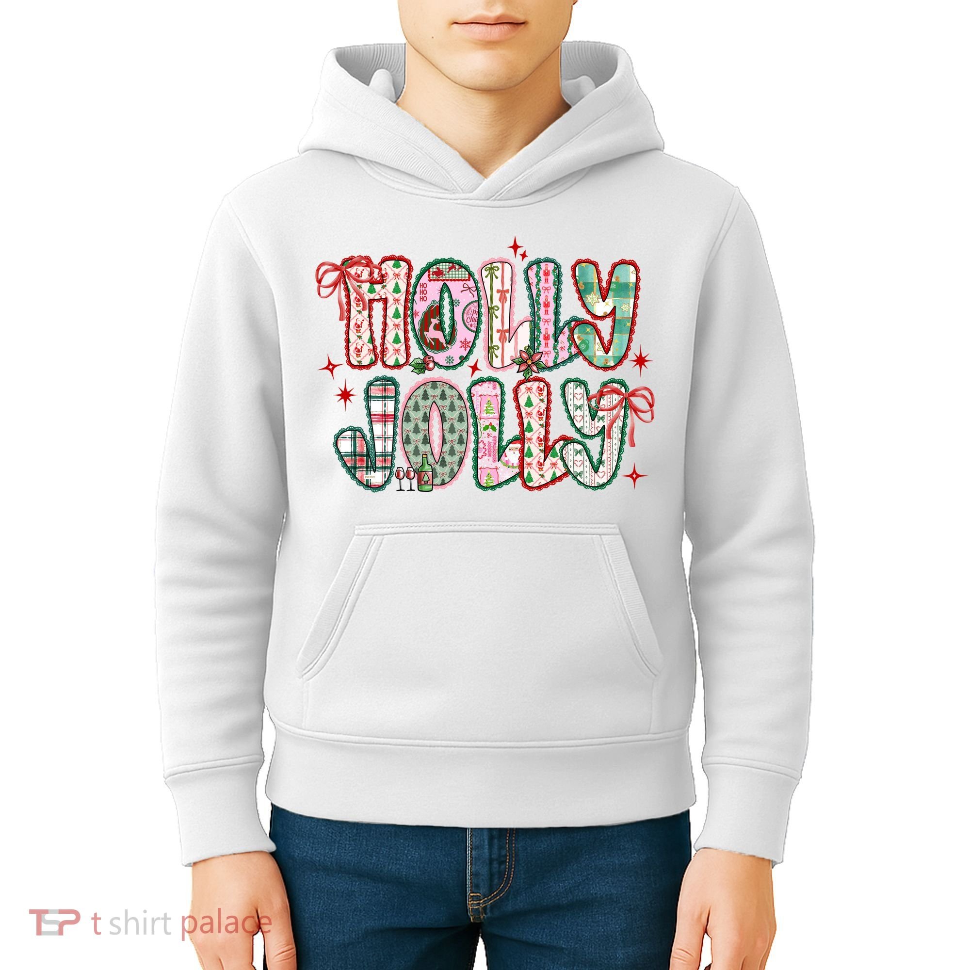 Preppy Holly Jolly Christmas Festive Kids Hoodie