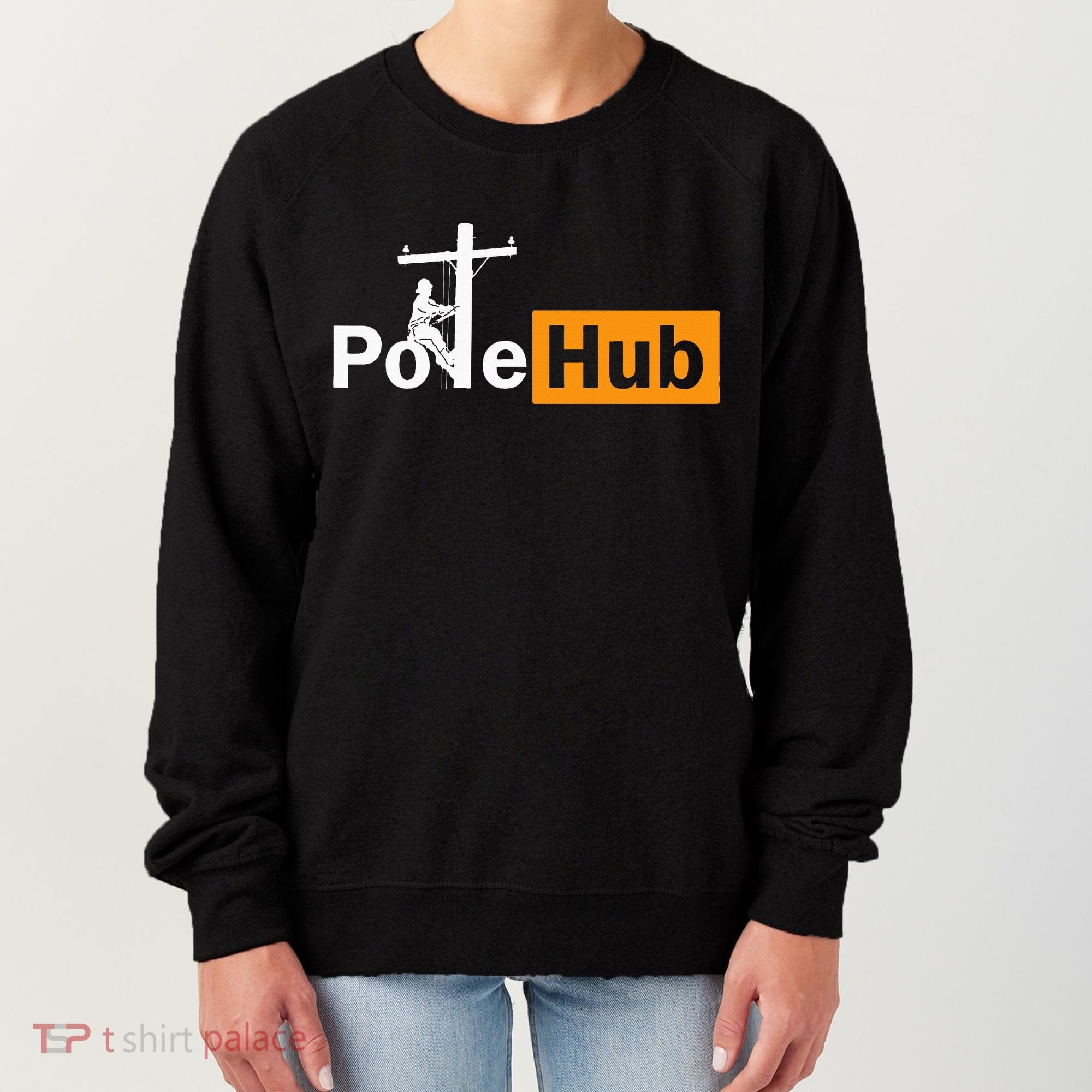 Pole Hub Lineman Line Worker Utility Pole Funny Lineman Fun Women's Sweatshirt